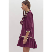 Load image into Gallery viewer, Plum Solid Ruffled Mini Dress
