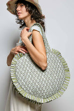 Load image into Gallery viewer, Heart Shaped Ruffle Edge Quilted Tote Bag- Sage Multi
