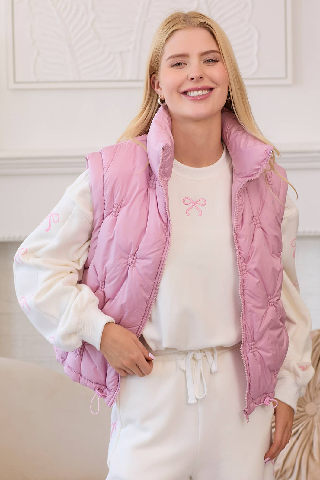 Dusty Mauve Quilted Cloud Puffer Vest