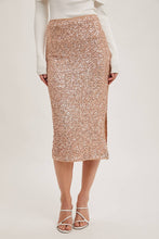 Load image into Gallery viewer, Champagne Sequin Midi Skirt
