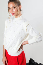 Load image into Gallery viewer, Long Sleeve Pearl Detail Off White Sweater
