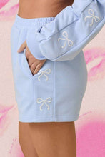 Load image into Gallery viewer, Light Blue Knit Shorts with Bows
