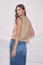 Load image into Gallery viewer, Faux Fur Bow Tie Front Vest - Taupe
