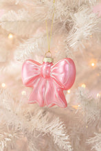 Load image into Gallery viewer, Pretty Pink Bow Glass Christmas Ornament
