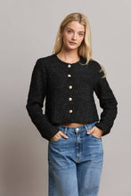 Load image into Gallery viewer, Novelty Button Tweed Jacket - Black
