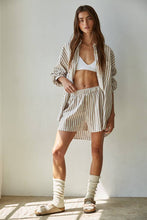 Load image into Gallery viewer, Woven Cotton Striped Oversized Shirt - Ivory Taupe
