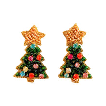 Load image into Gallery viewer, Twinkle Christmas Tree Earrings | Classic Green
