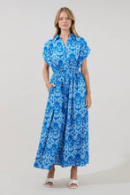 Load image into Gallery viewer, Blue Reina Drawstring Maxi Dress Floral
