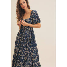 Load image into Gallery viewer, Square Neck Floral Midi Dress with Bow
