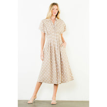 Load image into Gallery viewer, Polka Dot Beige Midi Dress

