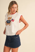 Load image into Gallery viewer, USA Teddy Bear Ivory Top
