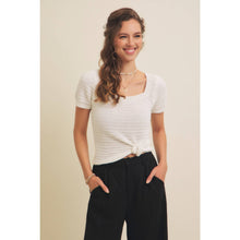 Load image into Gallery viewer, Square Neck Cotton Sweater Cream Top
