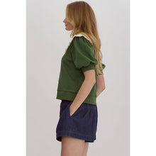 Load image into Gallery viewer, Olive V-neck Puff Sleeve Top
