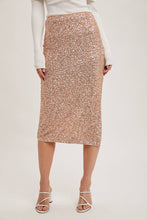 Load image into Gallery viewer, Champagne Sequin Midi Skirt
