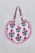 Load image into Gallery viewer, Heart Shaped Ruffle Edge Quilted Tote Bag - Pink Floral
