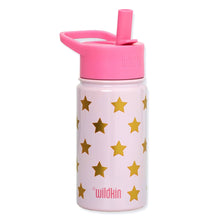 Load image into Gallery viewer, Pink and Gold Stars 14 oz Steel Bottle
