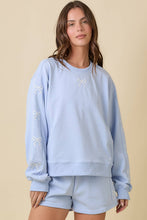 Load image into Gallery viewer, Light Blue Crewneck Long Sleeve Top with Bows
