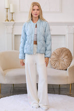 Load image into Gallery viewer, Blue Quilted Cloud Bomber Jacket
