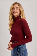 Load image into Gallery viewer, Burgundy Mock Neck Ribbed Top
