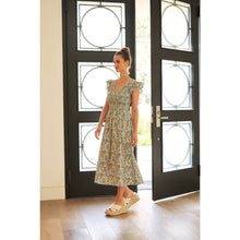 Load image into Gallery viewer, Blue Multi Floral Smocked Midi Dress
