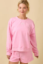 Load image into Gallery viewer, Pink Crewneck Long Sleeve Top with Bows
