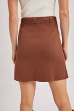 Load image into Gallery viewer, Buckle Belted Knit Mini Skirt - Mocha
