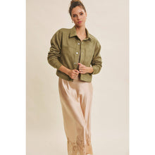 Load image into Gallery viewer, Luxe Stretchy Suede Jacket in Dusty Olive
