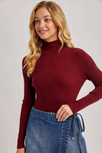 Load image into Gallery viewer, Burgundy Mock Neck Ribbed Top
