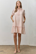 Load image into Gallery viewer, Cream and Mauve Striped Collared Dress
