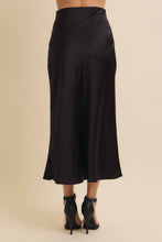 Load image into Gallery viewer, Black Silky Satin Bias Cut Skirt
