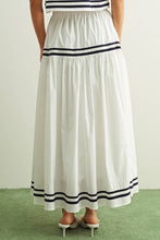 Load image into Gallery viewer, Navy &amp; White Tiered Skirt
