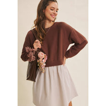 Load image into Gallery viewer, Easy Coffee Date Bow Brown Sweater Dress
