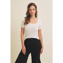 Load image into Gallery viewer, Square Neck Cotton Sweater Cream Top
