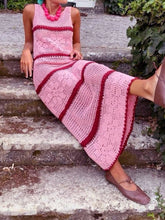 Load image into Gallery viewer, Pink Color Block Knit Hollow Out Sleeveless Dress
