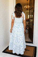 Load image into Gallery viewer, Sky Blue Floral Smocked Maxi Dress
