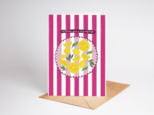 Load image into Gallery viewer, Sending You A Squeeze Lemon Fruit Striped Greeting Card
