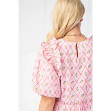 Load image into Gallery viewer, Printed Puff Sleeves Mini Ruffle Dress
