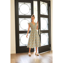 Load image into Gallery viewer, Blue Multi Floral Smocked Midi Dress
