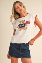 Load image into Gallery viewer, USA Teddy Bear Ivory Top
