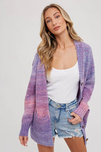 Load image into Gallery viewer, Tie-Dye Knit Sweater Cardigan in Lavender
