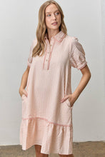 Load image into Gallery viewer, Cream and Mauve Striped Collared Dress
