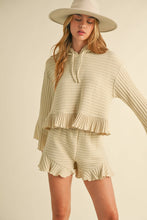 Load image into Gallery viewer, Trendy Waffle-Knit Hoodie and Shorts Set

