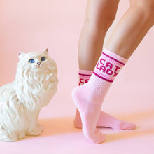 Load image into Gallery viewer, Cat Lady Striped Ribbed Crew Socks
