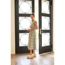 Load image into Gallery viewer, Blue Multi Floral Smocked Midi Dress
