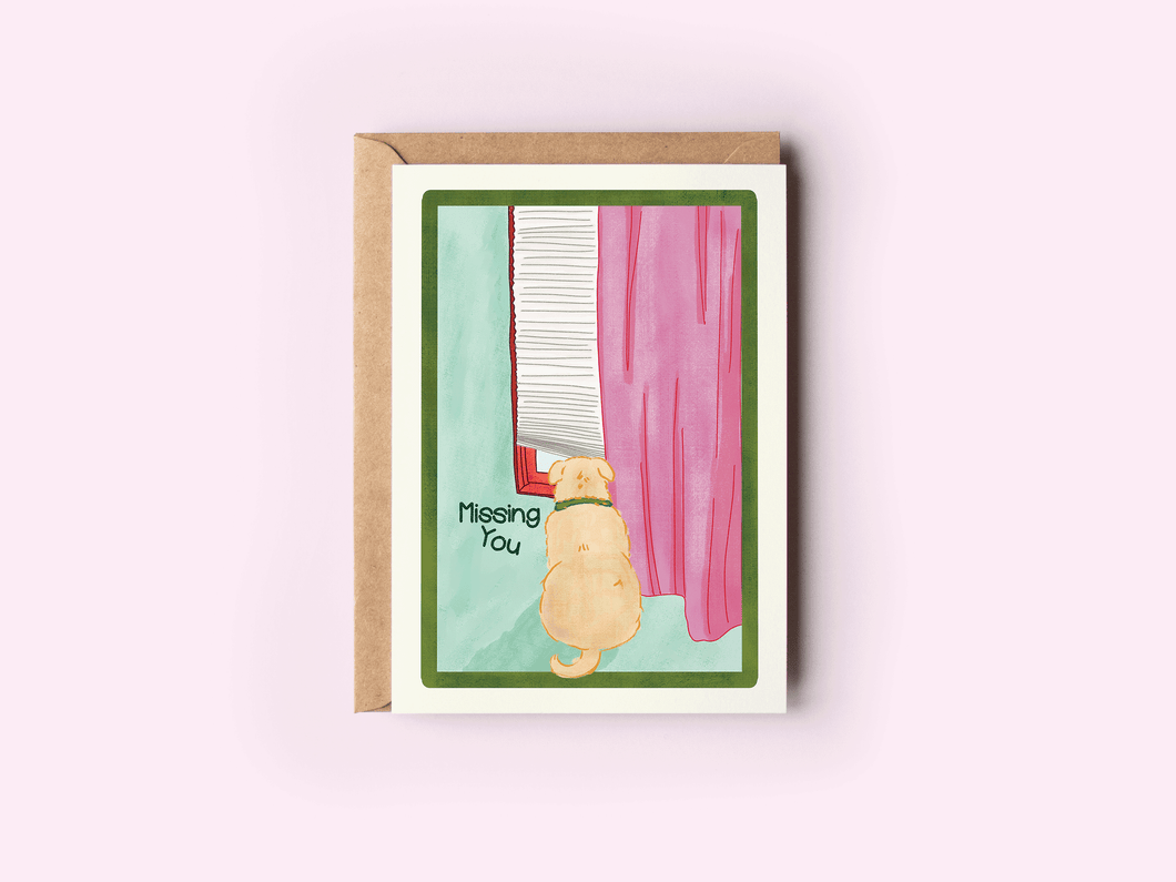 Missing You Dog Friendship Romance Love Greeting Card
