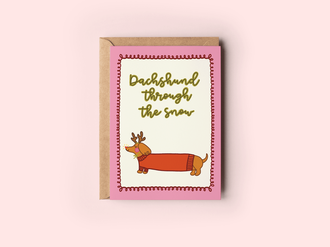Dachshund Through the Snow Weenie Dog Holiday Greeting Card