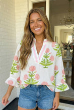 Load image into Gallery viewer, Pink Wild Flower V-Neck Blouse
