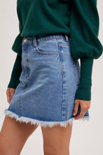 Load image into Gallery viewer, High-Waist Denim Raw Hem Mini Skirt - Light Wash
