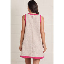 Load image into Gallery viewer, Textured Sleeveless Oatmeal &amp; Pink Mini Dress
