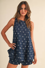 Load image into Gallery viewer, Star Denim Trapez Top and Shorts
